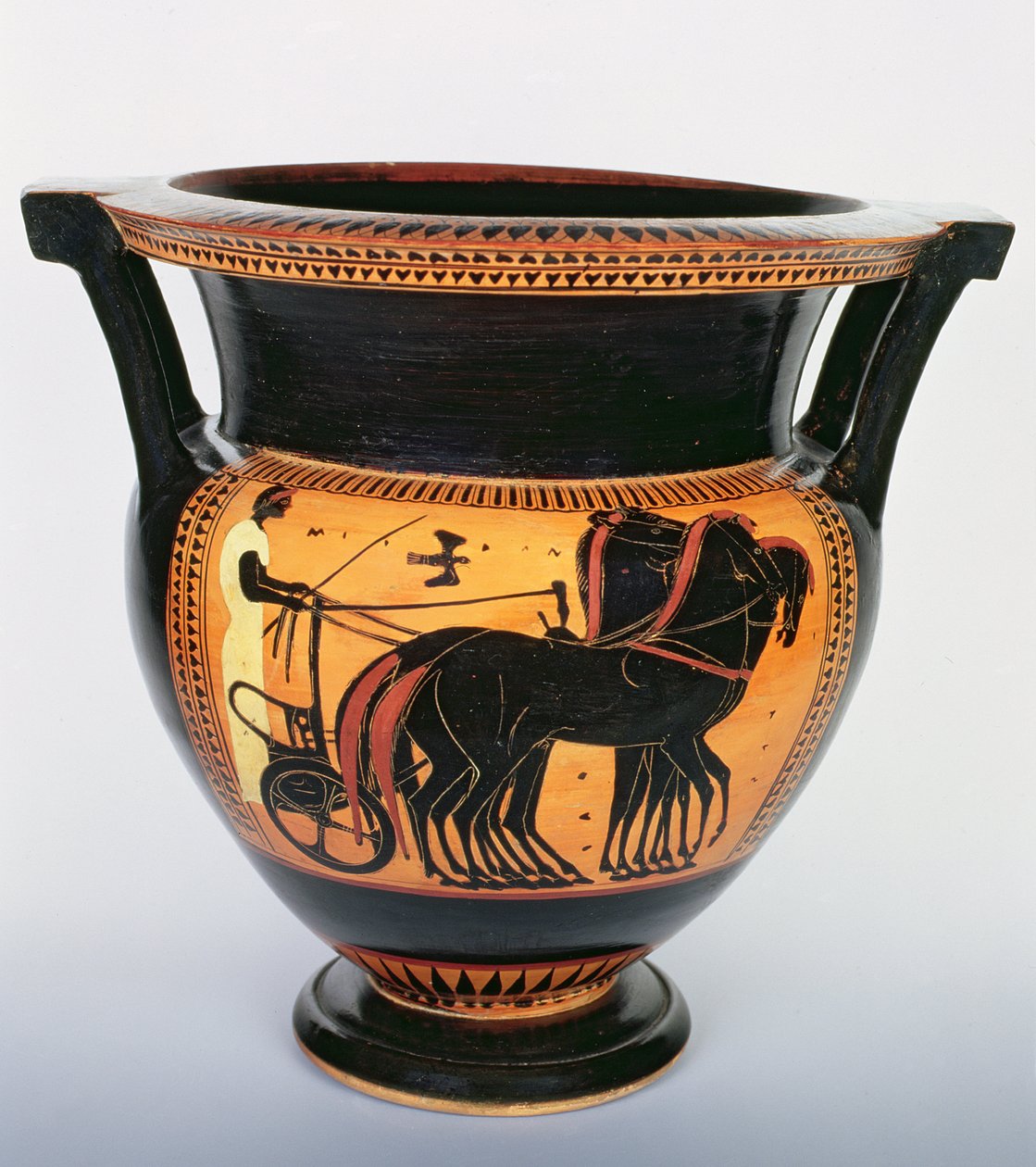 Kolonnkrater med svart figur föreställande en vagn, 520-510 f.Kr. (keramik) av Painter of Tarquinia
