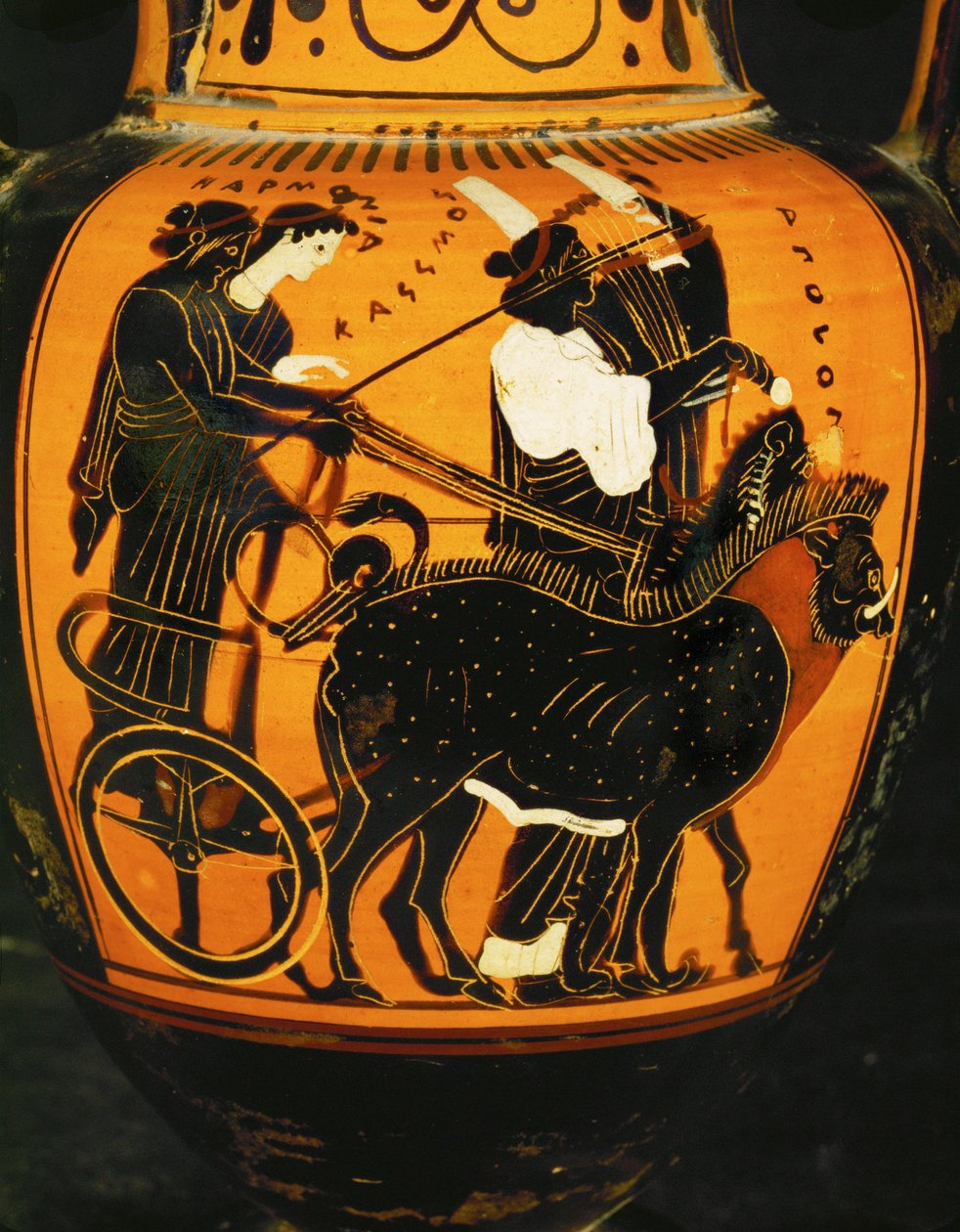 Cadmos, bror till Europa, far till Semele, och hans hustru Harmonia, dotter till Ares och Afrodite ... av Painter Diosphos