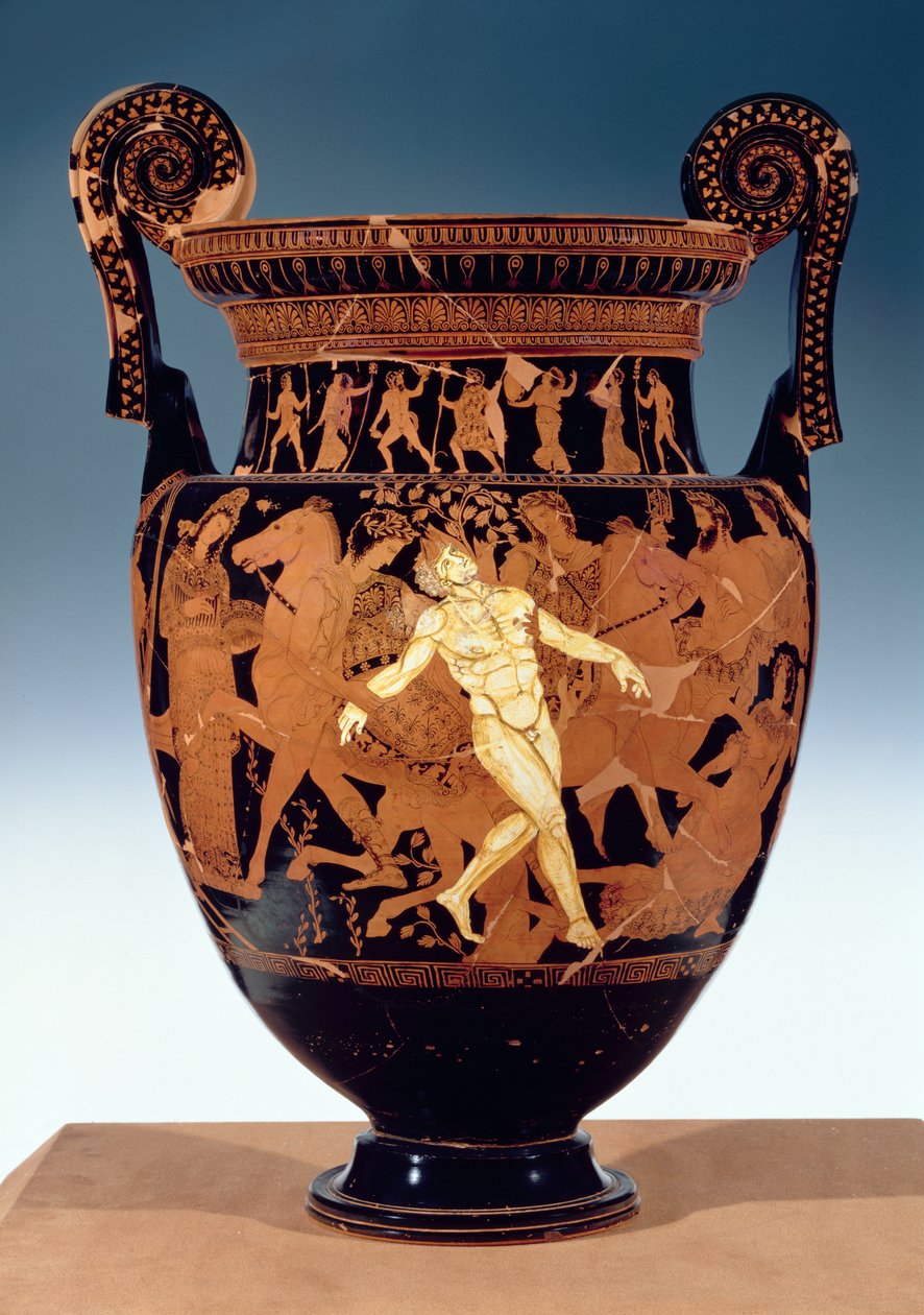 Attisk volutkrater med röd figur som visar bronsjättens död Talos (keramik) (för detaljer se 85071) av Painter Talos