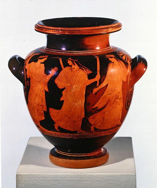 Attic Red-figur Stamnos (keramik) (se även 293770) av Painter of the Birth of Athena
