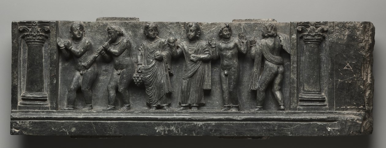 Babylonian Relief, Pakistan, Gandhara, Buner Area, Early Cushion Period (Ed 1-3to) (Schist) av Pakistani School