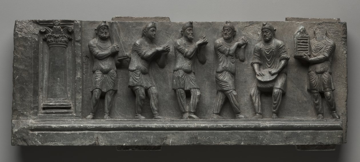 Babylonian Relief, Pakistan, Gandhara, Buner Area, Early Cushion Period (Ed 1-3to) (Schist) av Pakistani School
