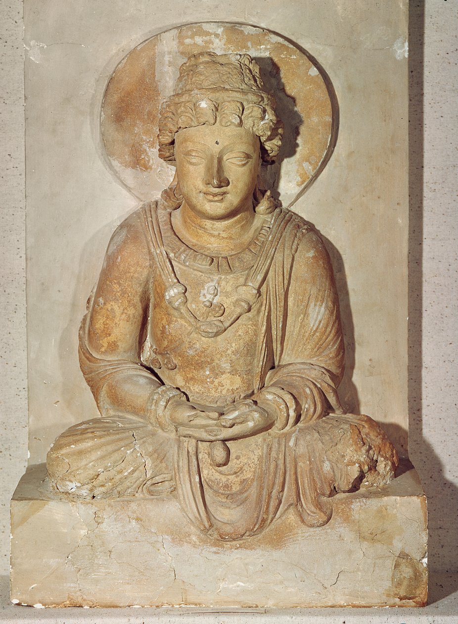 Buddha sittande i meditation, från Gandhara, grekisk-buddhistisk stil, 1:a-4:e århundradet av Pakistani School