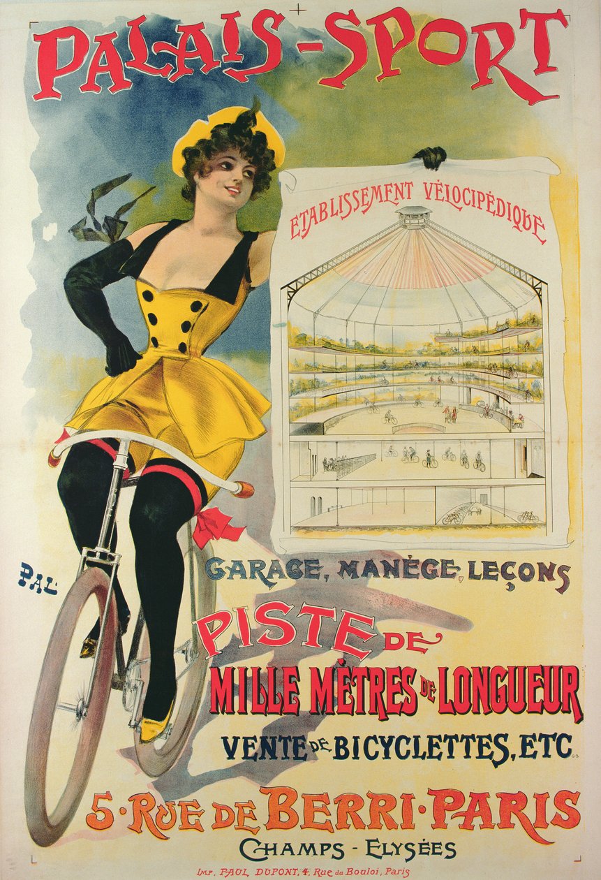 Affisch som annonserar Palais-Sport i Paris, ca 1895 av Pal