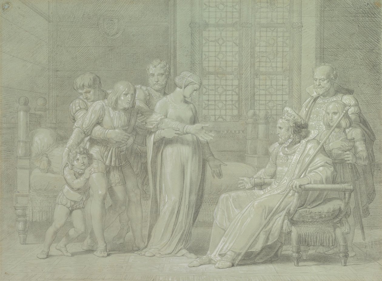 Kung Charles VIII av Frankrike med den döende Gian Galeazzo Sforza i Pavia, 1775-1860. av Palagi Filippo Pelagio