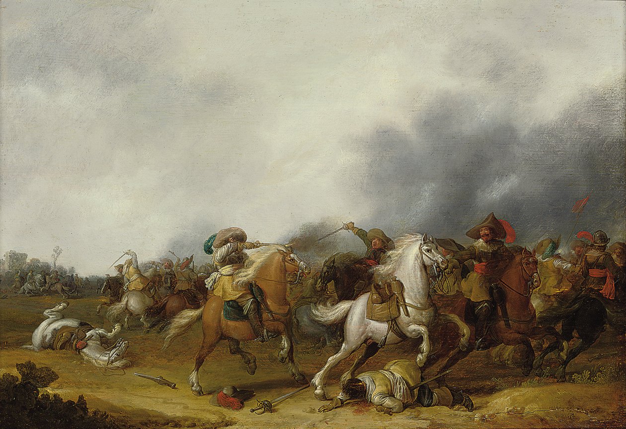 En kavalleri skärmytsling, 1634 av Palamedes Palamedesz