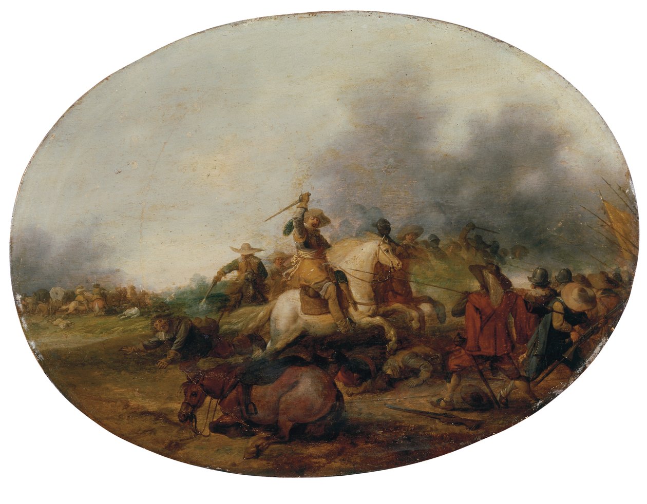En kavalleristrid med en fallen häst, 1637 av Palamedes Palamedesz
