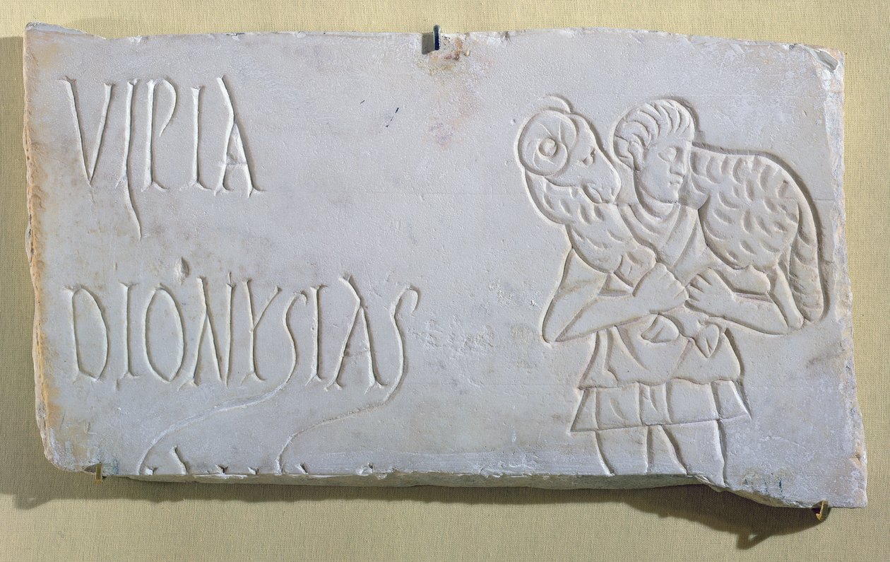 Epitafium med en relief av den gode herden, från katakomberna i Sousse, 3:e-4:e århundradet (marmor) av Paleo Christian