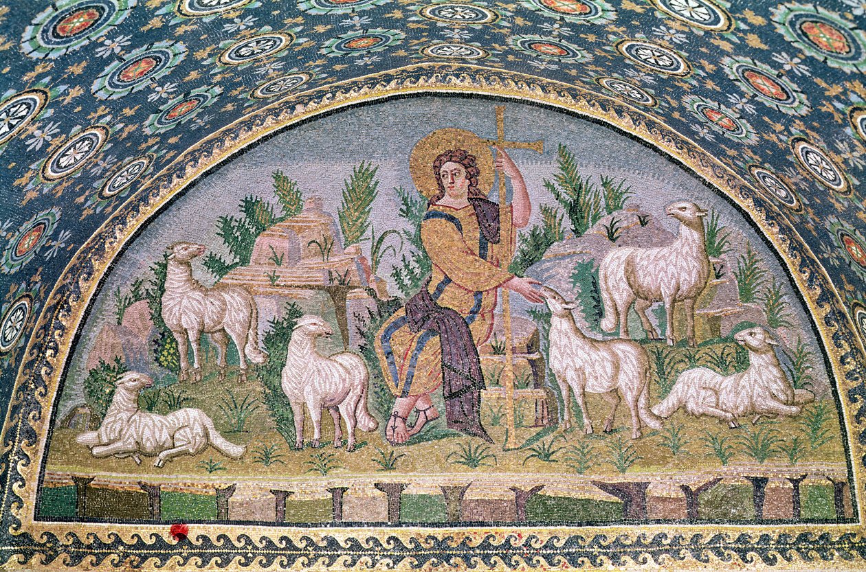 Den gode herden, lunett ovanför ingången (mosaik) av Paleo Christian