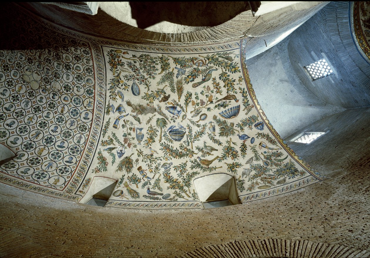 Paleokristen konst: skördeplats. Detalj av mosaik, 300-talet av Paleo Christian
