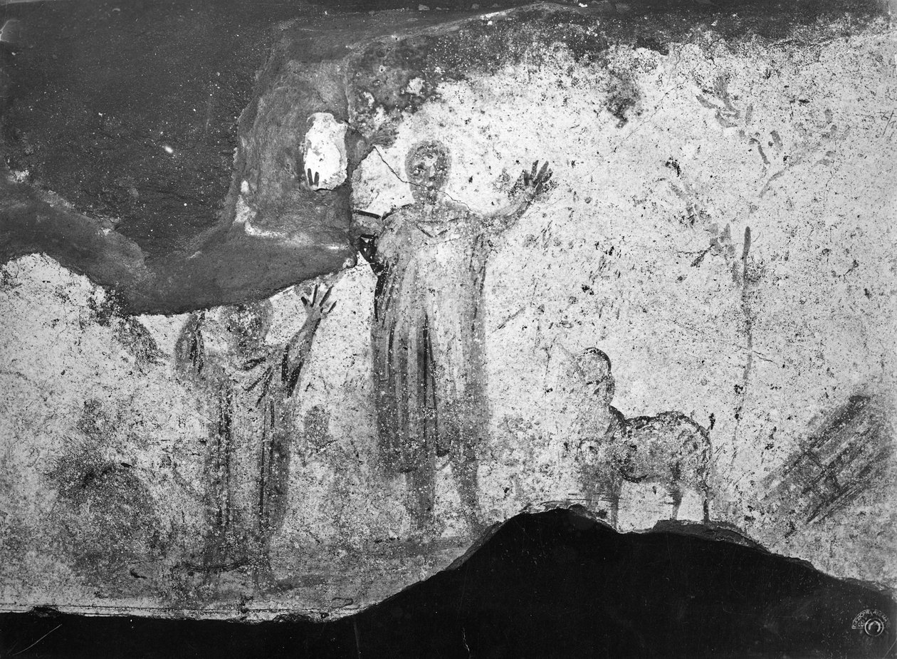 The Sacrifice of Abraham (fresk) (s/v foto) av Paleo Christian