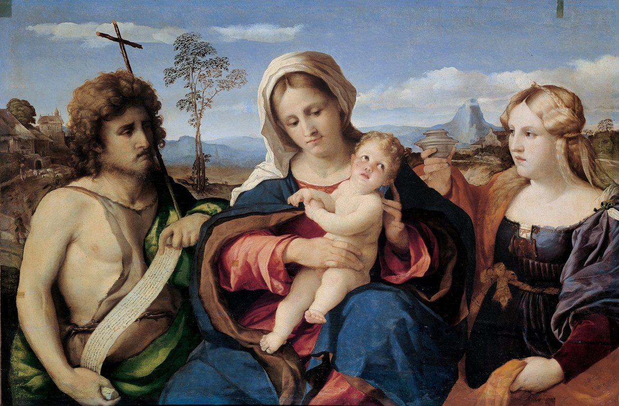 Madonna and Child with Saint John the Baptist and Magdalene av Palma il Vecchio