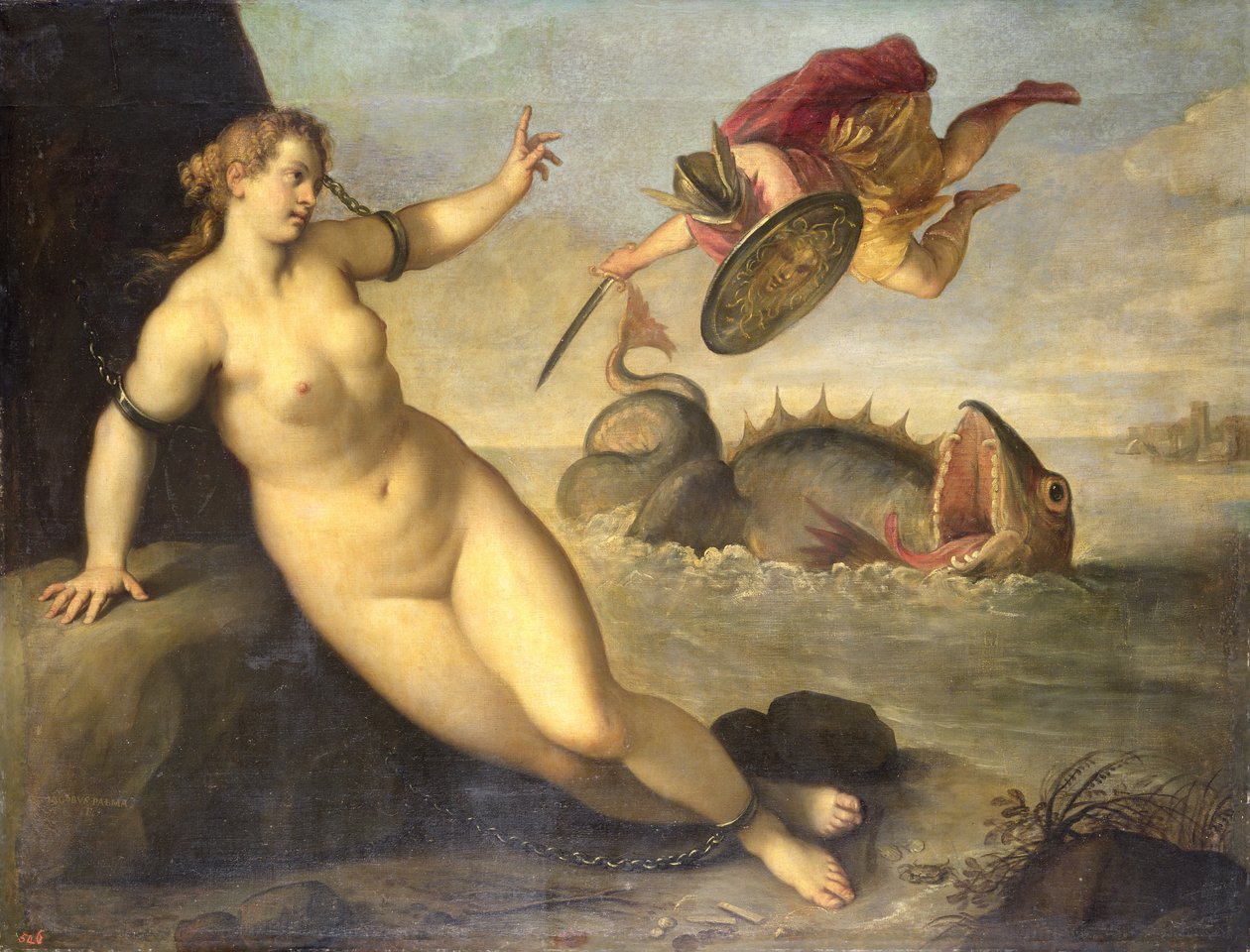 Perseus Rescues Andromeda, c.1610  av Palma Il Giovane