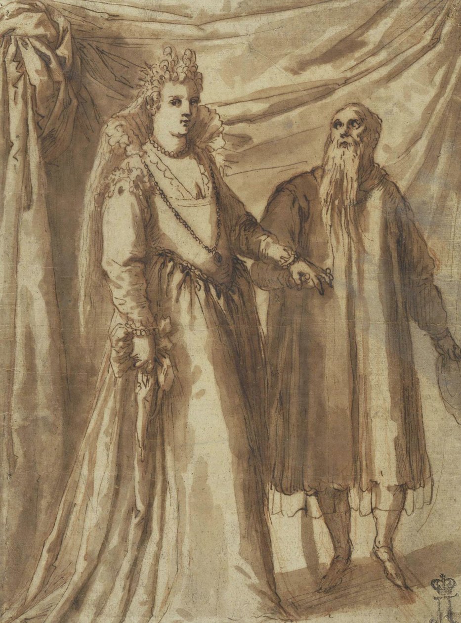 The Presentation of the Bride, c.1610 (penna, pensel och bläck på papper) av Palma Il Giovane 1548 1628 Palma Il Giovane 1548 1628