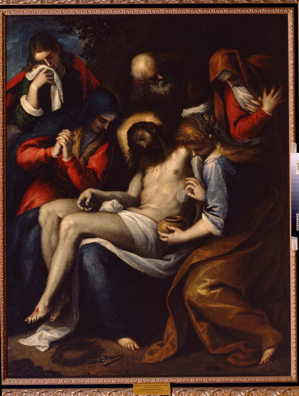 Medlidande. Målning av Jacopo av Antonio Negretti dit Palma le Jeune (Palma den yngre av Palma Il  Giovane