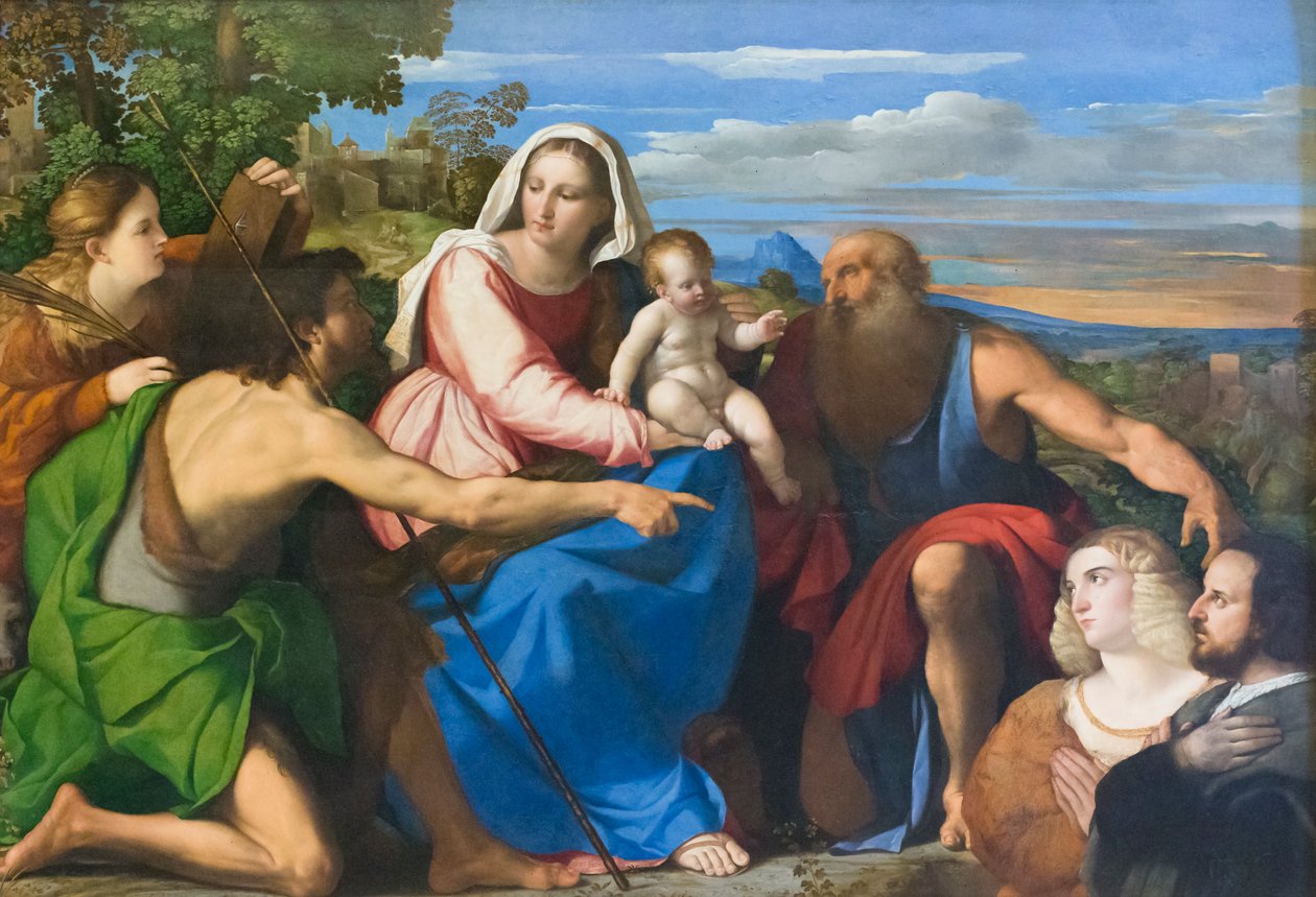 Heligt samtal med givare av Palma Il Giovane (1548 1628)
