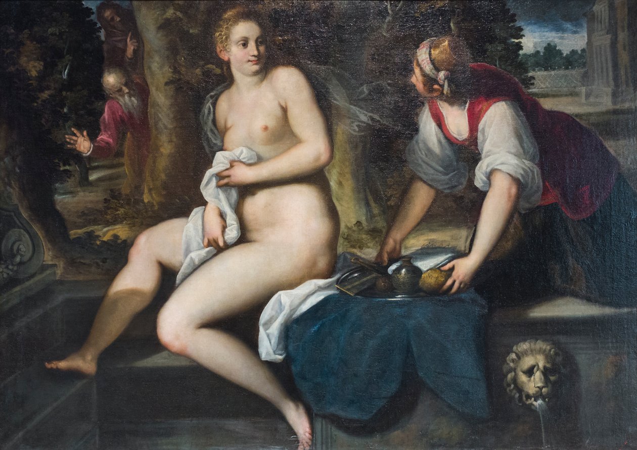 Susanna och de äldste (olja på duk) av Palma Il Giovane (1548 1628)
