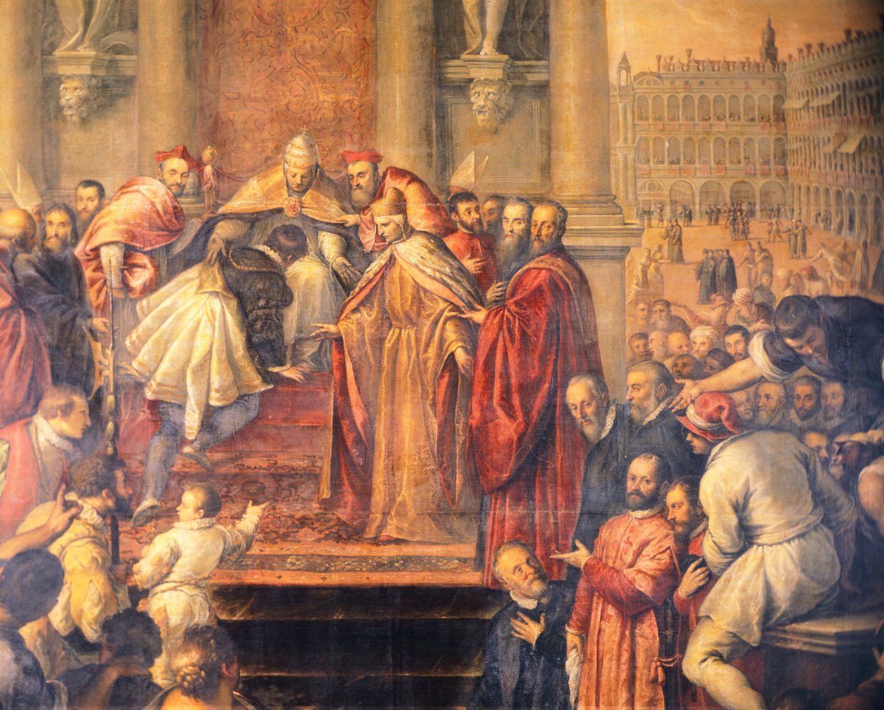 Påven skickar den unge Otto till Barbarossa för att förhandla om fred (fresk) av Palma Il Giovane