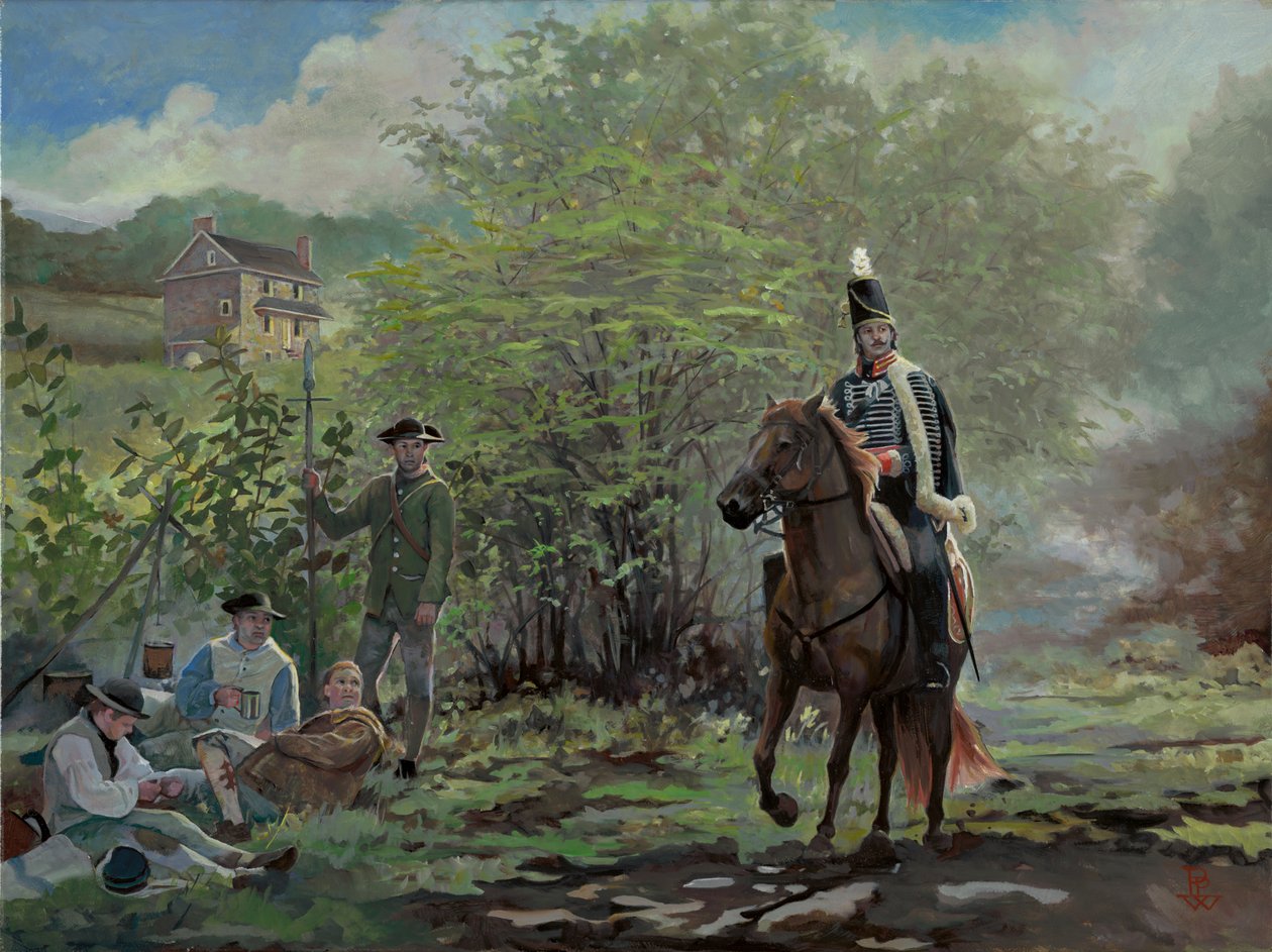 Pulaski vid slaget vid Brandywine, 2018 (olja på duk) av Pamela Patrick White