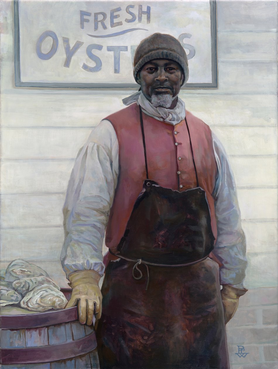 The Oysterman, 2016 (olja på duk) av Pamela Patrick White