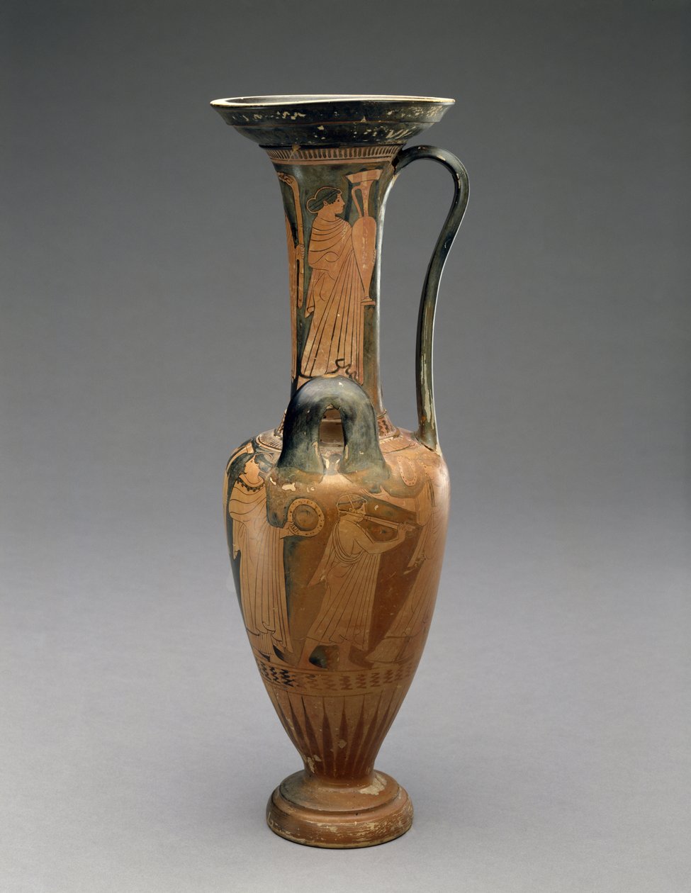 Loutrophoros Hydria med bröllopsprocession, 480-460 f.Kr. (terrakotta) av Pan Painter (attr. to)