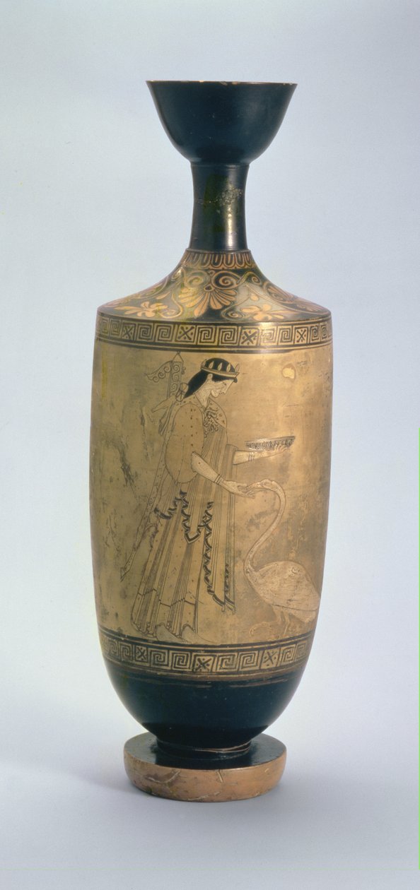 Attic white-ground Lekythos med Artemis och en svan, c.490 BC (keramik) av Pan Painter