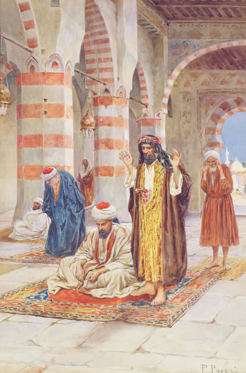 The Hour of Prayer (wc över spår av penna på papper) av Paolino Pavesi