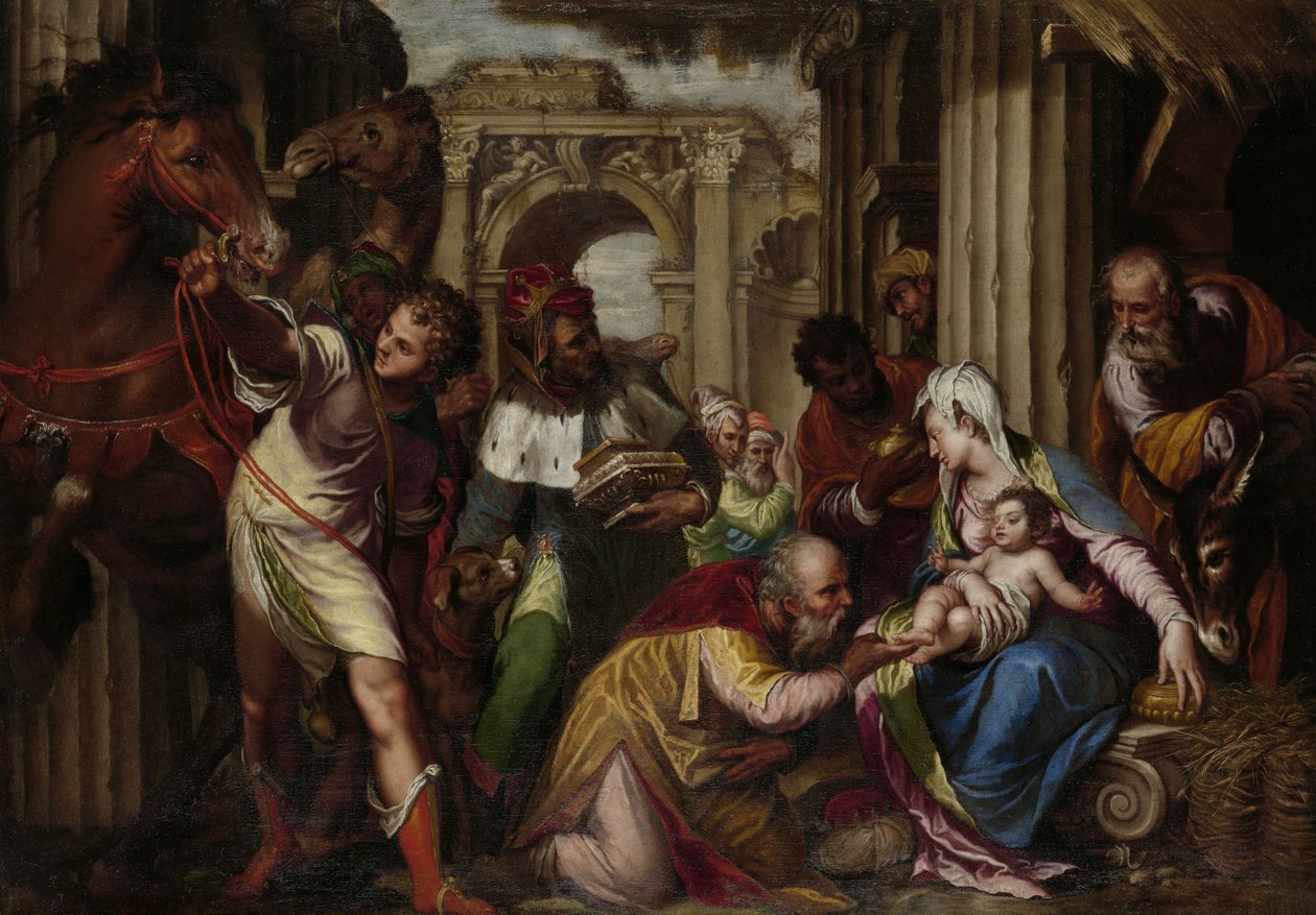 The Adoration of the Magi, c.1585 av Paolo Farinati