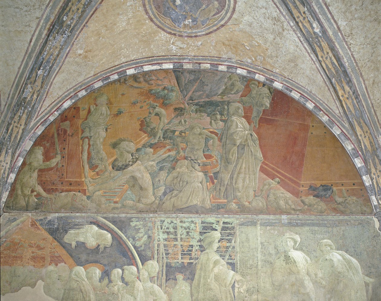 Översvämning och vatten som avtar, Gröna klostret, 1447-48 av Paolo Uccello