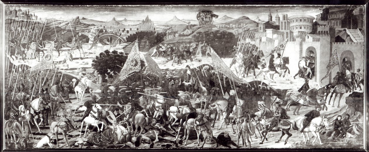 Romare och galler som slåss eller Slaget framför Roms portar (tempera på panelen) av Paolo Uccello