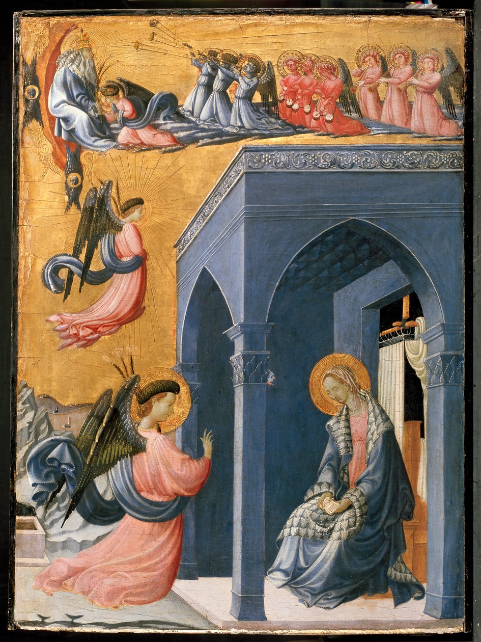 Annonciationen (tempera och förgyllning på panel) av Paolo Uccello