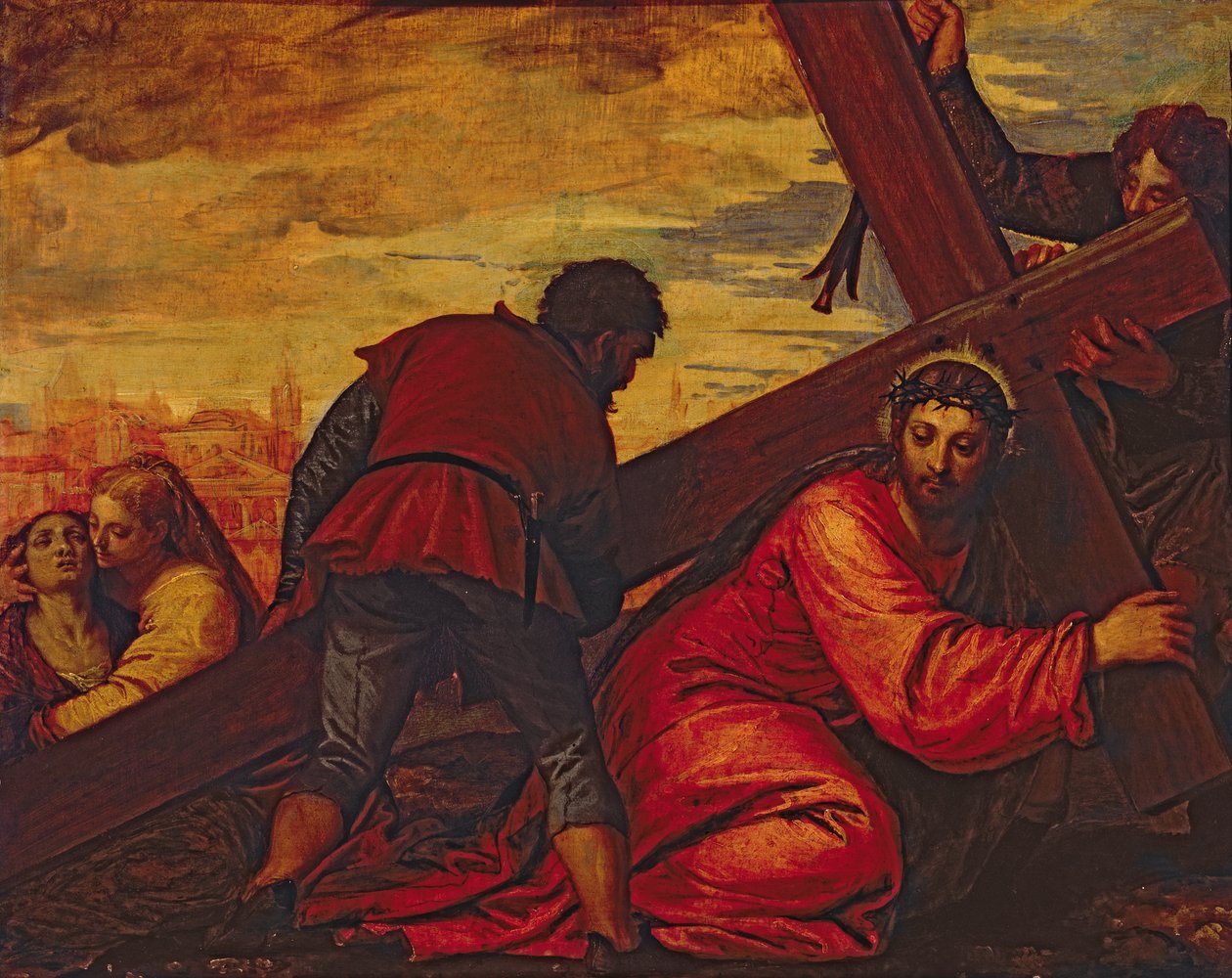 O Keriso ua Magoto i lalo o le mamafa o le Koluse av Paolo Veronese
