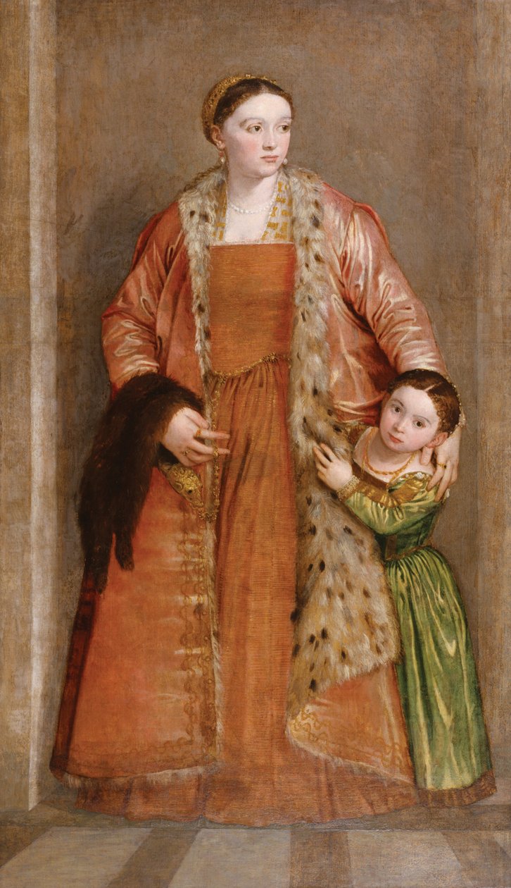 Portrait of Countess Livia da Porto Thiene and her Daughter Deidamia av Paolo Veronese
