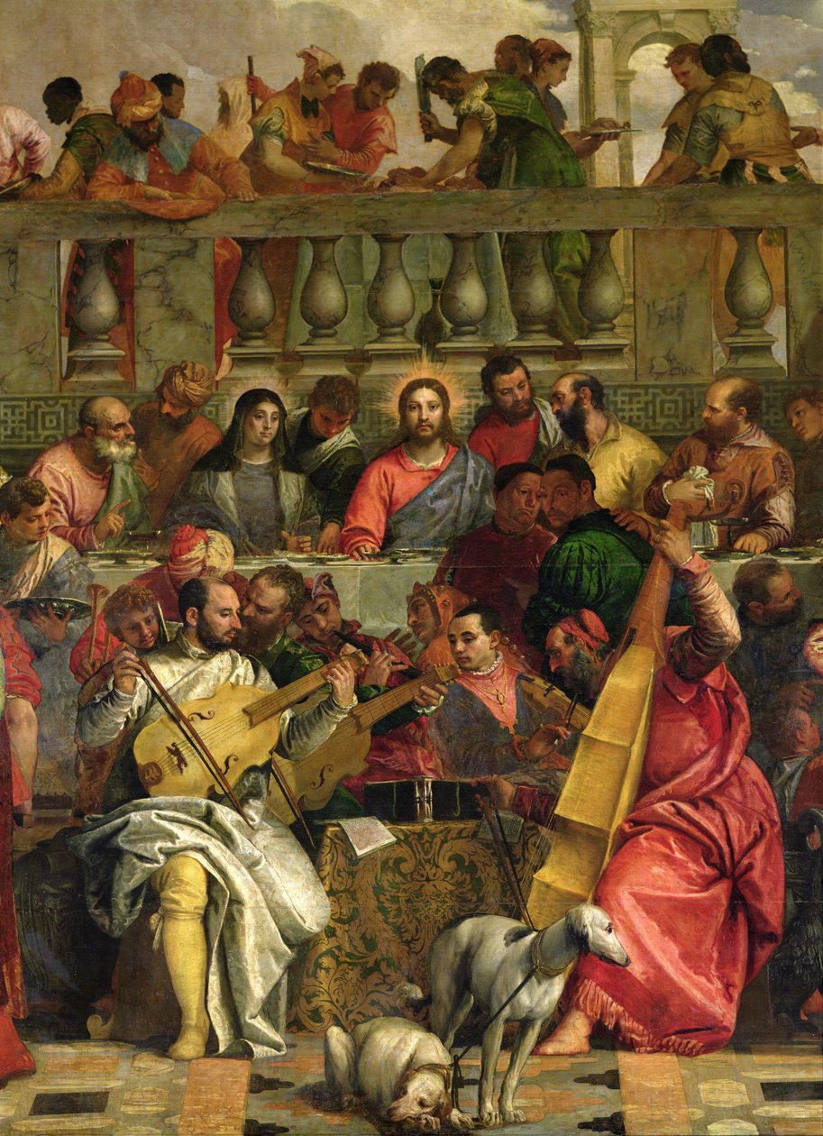 Bröllopsfesten i Kana, detalj av Kristus och musiker, c.1562 av Paolo Veronese