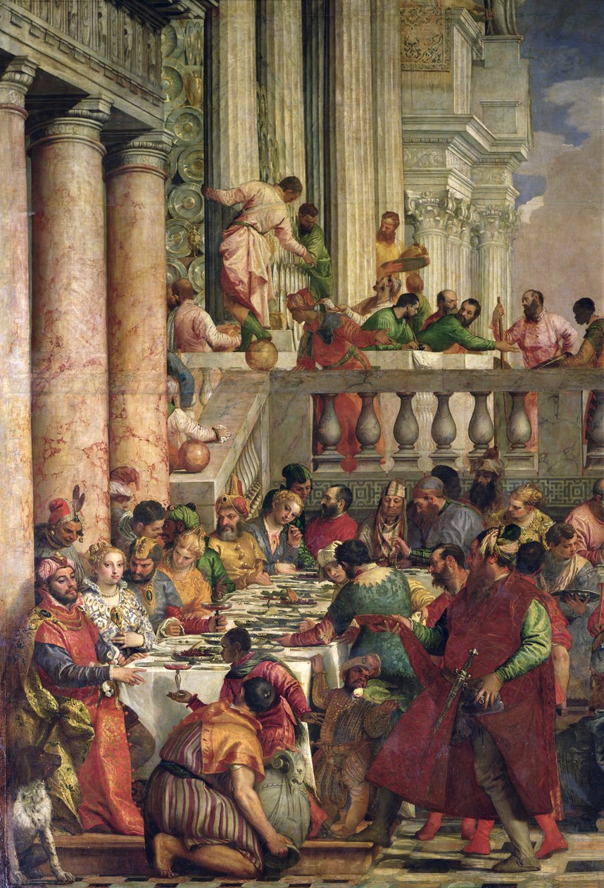 Bröllopsfesten i Kana, detalj på vänster sida, c.1562 av Paolo Veronese