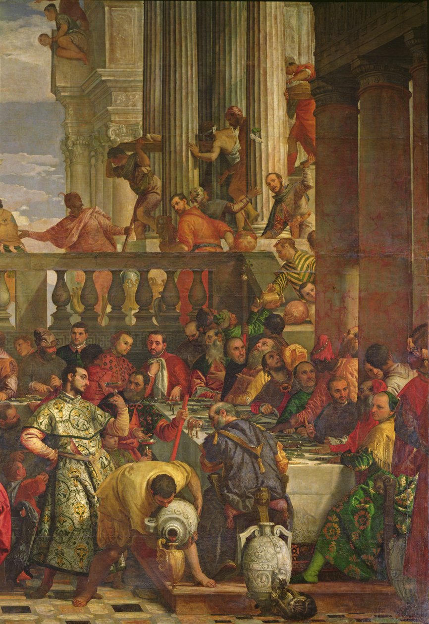 Bröllopsfesten i Kana, detalj på högra sidan, c.1562 av Paolo Veronese