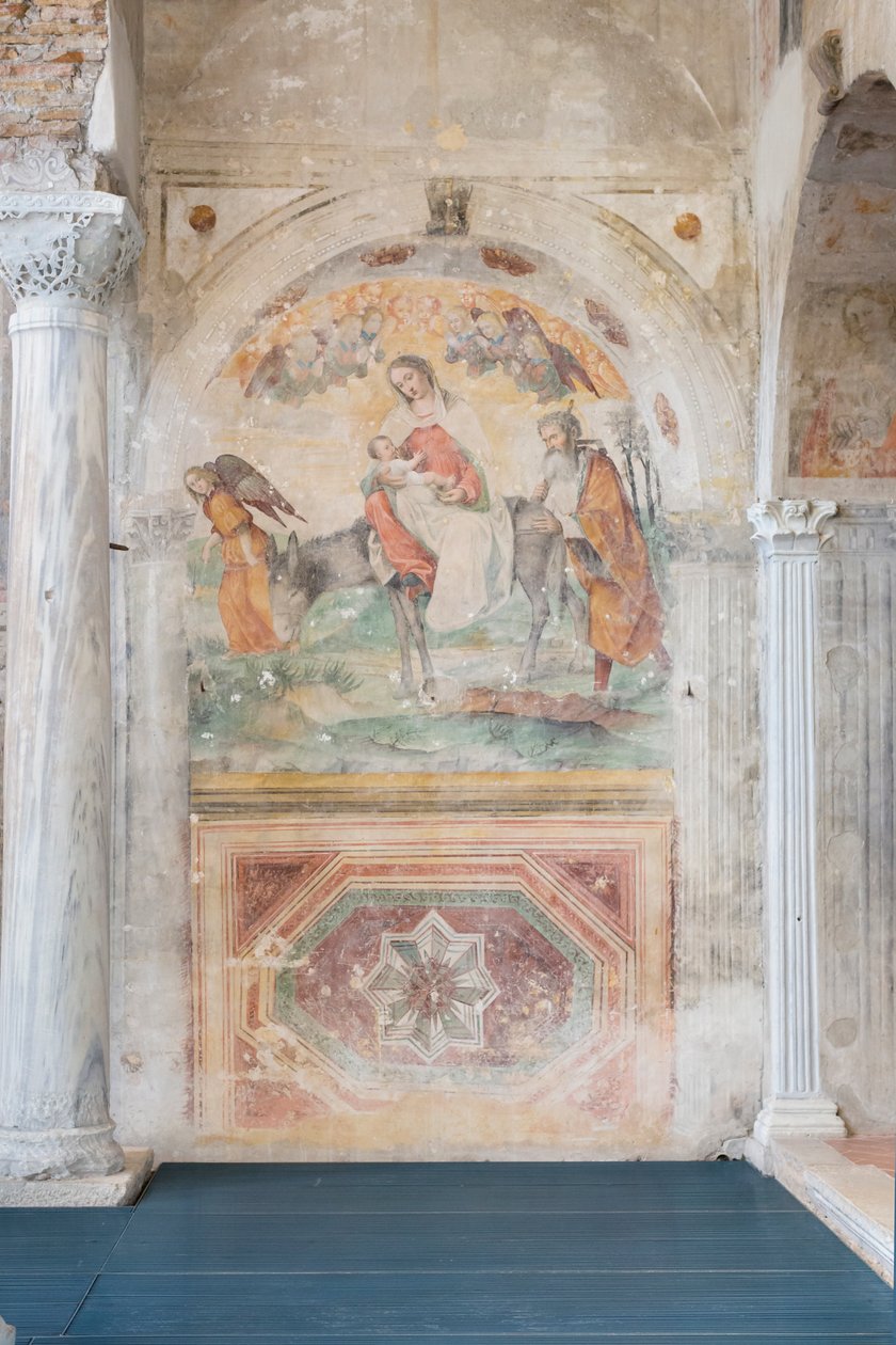 Freskomålning från den tidiga medeltida kyrkan San Salvatore, Santa Giulia-museikomplexet, Brescia (freskomålning) av Paolo Caylina
