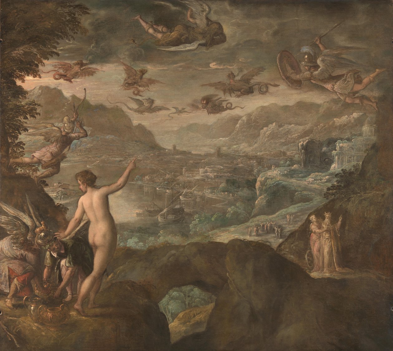 Landskap med harpiernas utvisning, ca 1590 av Paolo Fiammingo