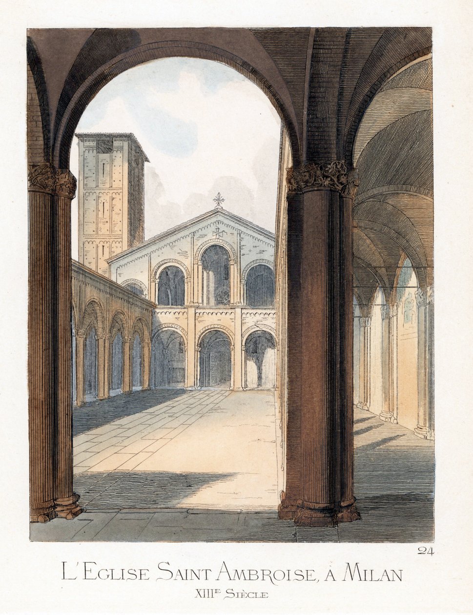 Innergården till basilikan Saint Ambroise i Milano (Italien) - Innergård till basilikan Sant