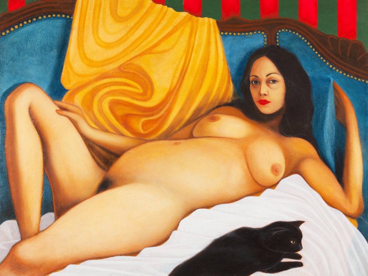 Barbara och tjurfäktaren, 2016 (olja på träpanel) av Paolo Perfranceschi