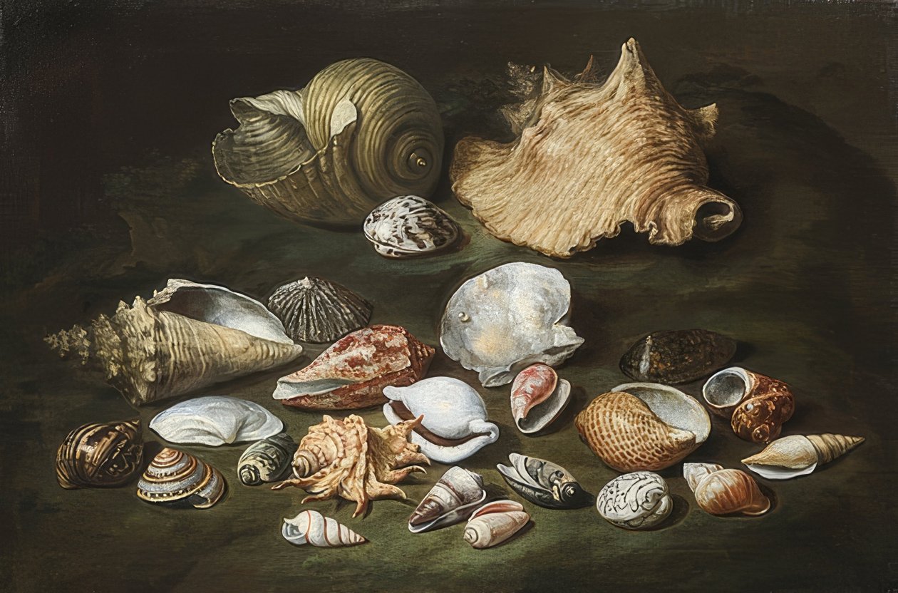 Stilleben med snäckor av Paolo Porpora