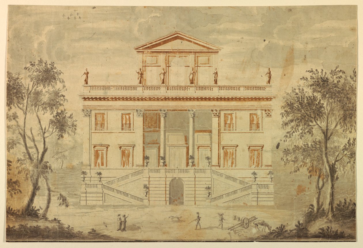 Ritning, upphöjning av en villa, 1750-70 av Paolo Posi
