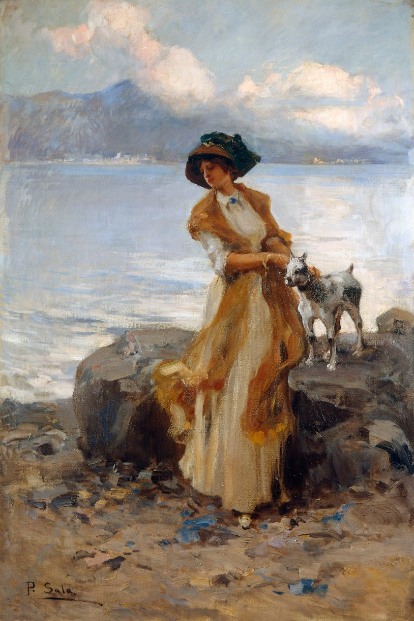 Harmony on Lake Mergozzo, av Paolo Sala (1859-1924), olja på duk av Paolo Sala