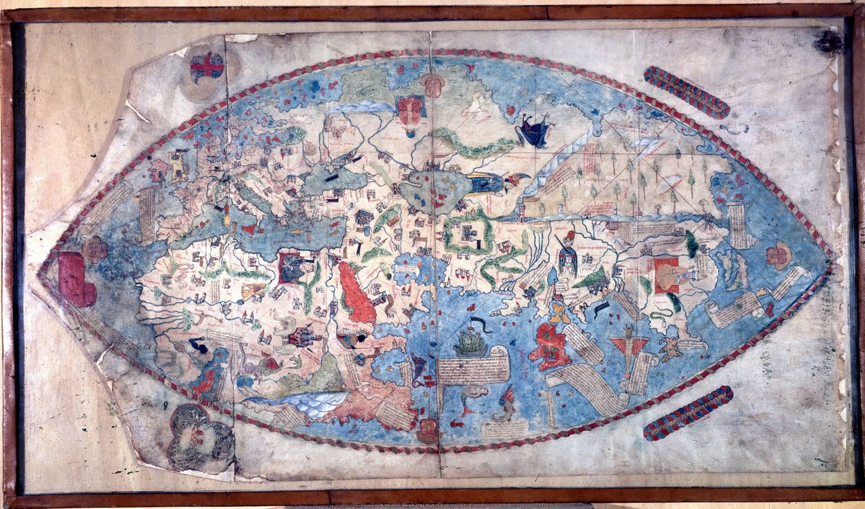 Världskarta över Paolo Toscanelli (1397 - 1497). 1457. Denna karta representerar den europeiska bilden av jorden innan upptäckten av de stora kontinenterna. Bibliotek Nazionale Florens av Paolo Toscanelli