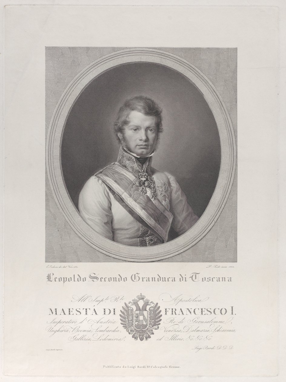Ovalt porträtt av Leopold II, storhertig av Toscana, 1833., 1833. av Paolo Toschi