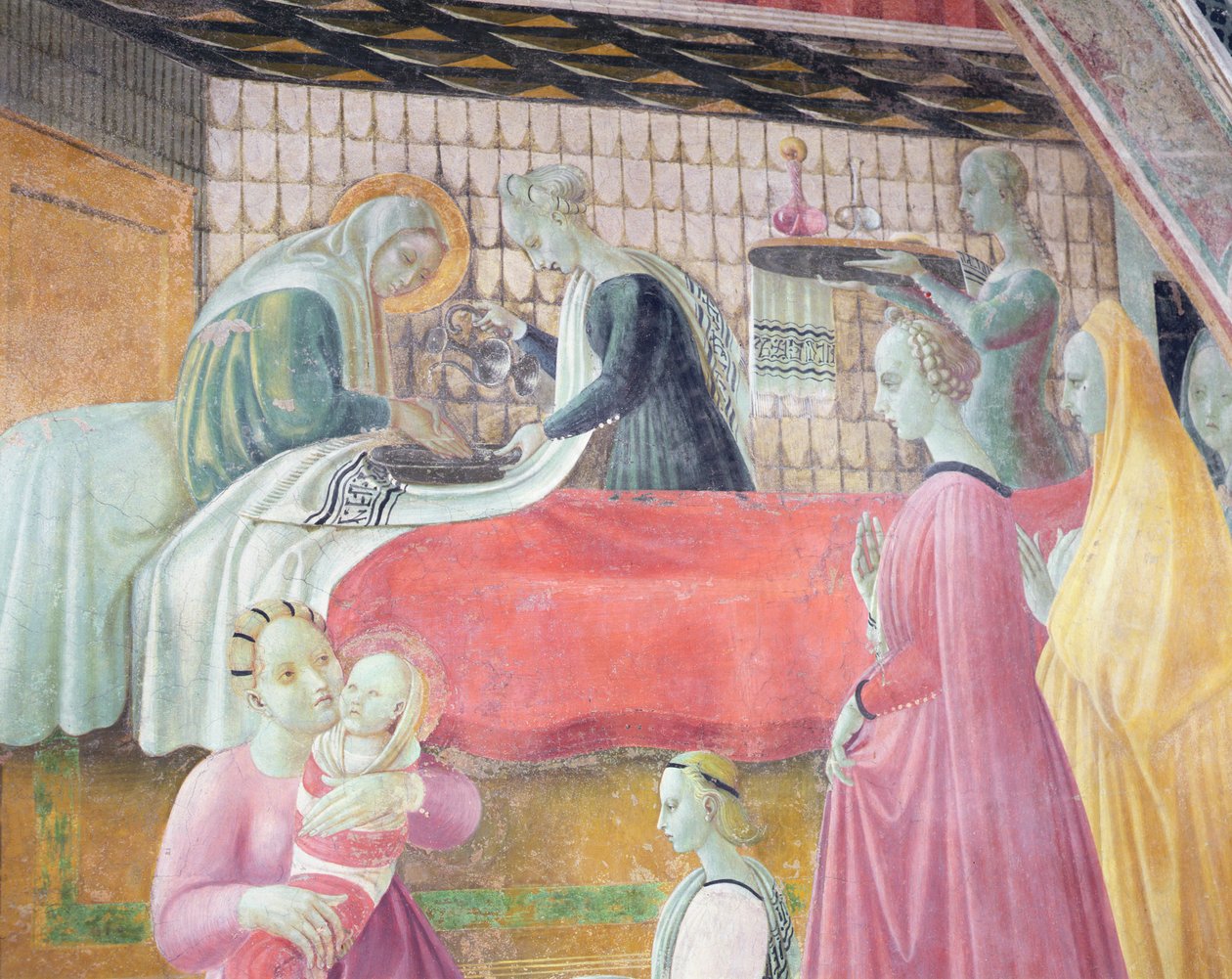 Jungfruns födelse, från antagandets kapell, 1440 av Paolo Uccello
