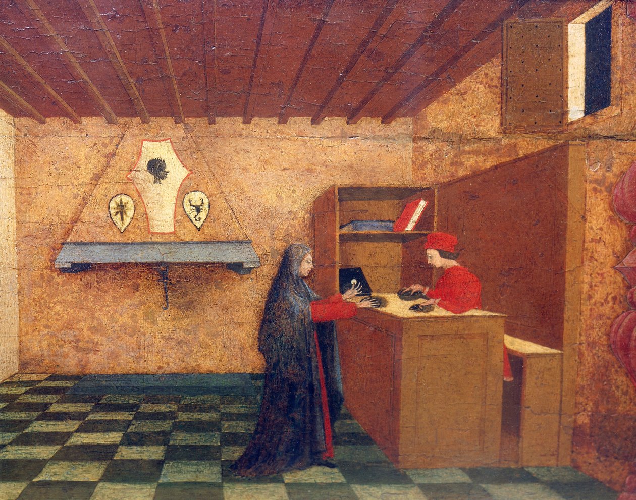 Predella of Miracle of Profaned Host av Paolo Uccello (1397-1475), 42x351 cm, detalj av Paolo Uccello
