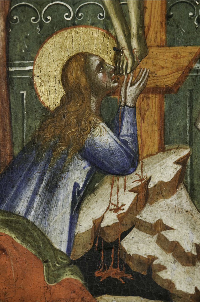 Maria Magdalena, detaljerad från Polyptyk av korsfästelsen med heliga av Paolo Veneziano