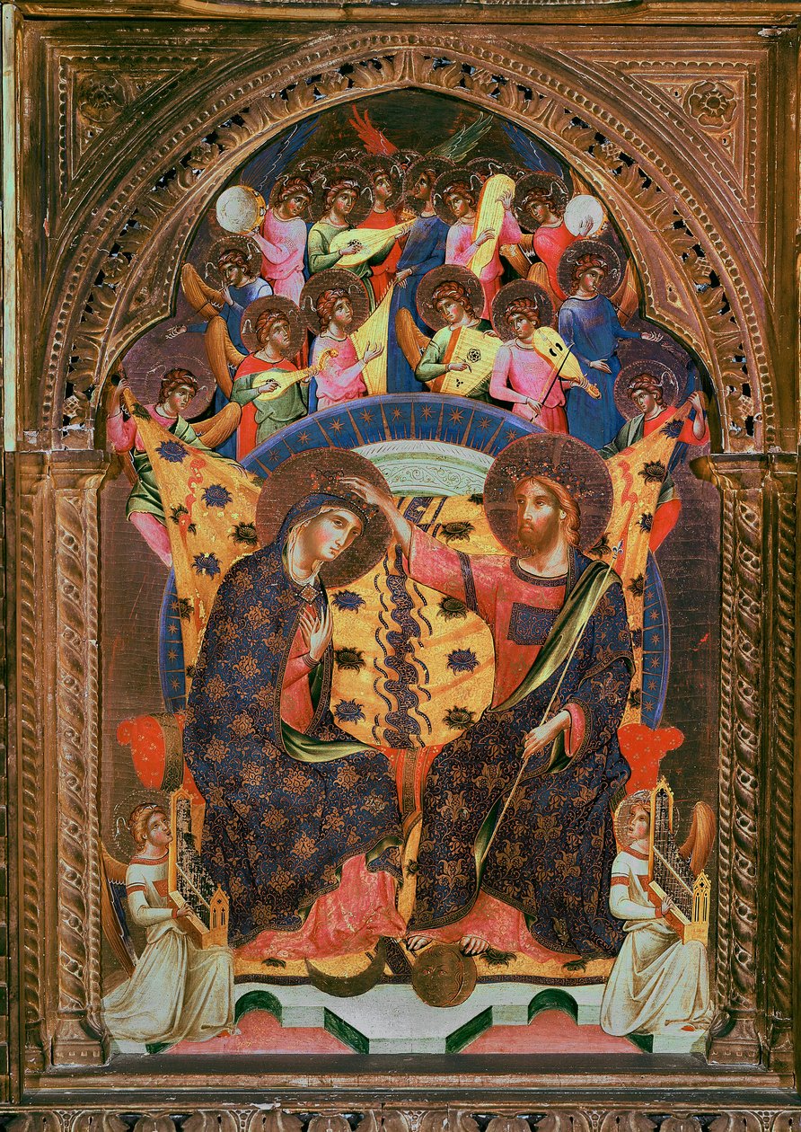 The Coronation of the Virgin Målning av Paolo Veneziano (aktiv mellan 1320 och 1362) Venedig, Gallerie del 