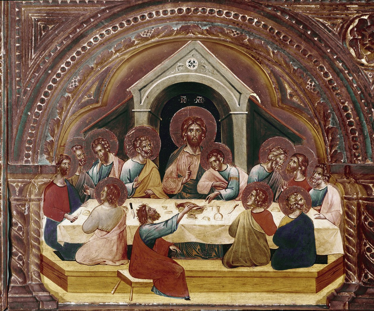Nattvarden, detalj av Santa Chiaras polyptik (olja på trä, cirka 1350) av Paolo Veneziano